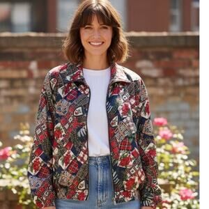Vintage 90’s Silk Floral Patchwork Grannycore Jacket